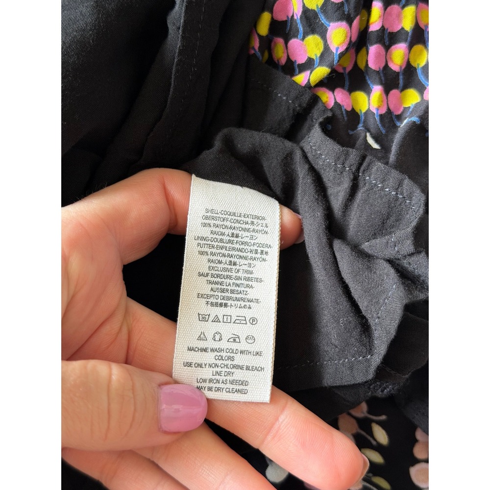 Free People Mini Dress Coryn Long Sleeve Boho Black Combo Size 6 - Picture 9 of 12